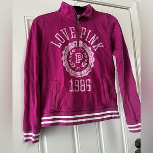 Pink 1/4 zip pull over